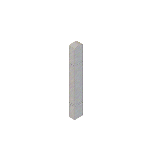 Brushed Stainless Steel Bollard 6" x 4" Rectangular with Domed Top and Double Line Accents