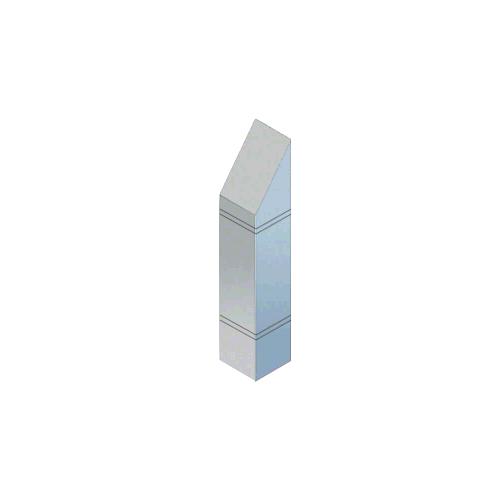 Stainless Steel Bollard 9" Square with Angled Top and Double Line Accents