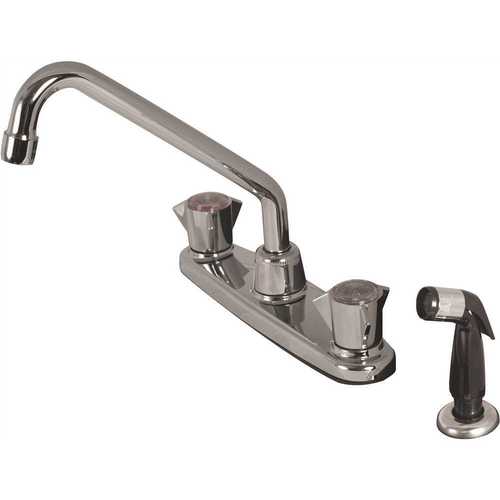 Classic Series 2-Handle Standard Kitchen Faucet with Side Spray in Chrome