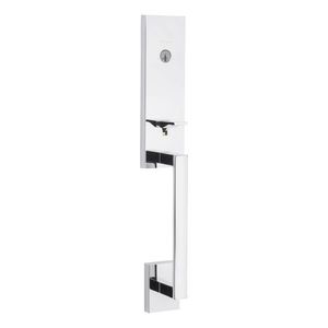Kwikset 818VNHLIP-26S Single Cylinder Vancouver Exterior Handleset with SmartKey with RCAL Latch and RCS Strike Iron Bright Chrome Finish