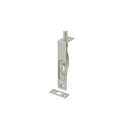 4" Length Flush Door Bolt Square Corner Satin Nickel