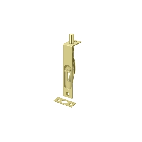 4" Length Flush Door Bolt Square Corner Polished Brass