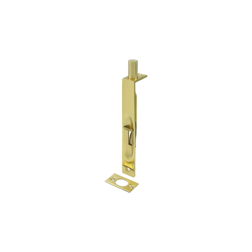 6" Length Flush Door Bolt Square Corner Polished Brass