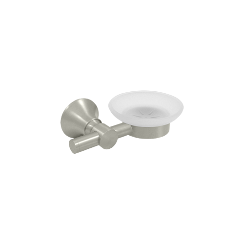 4-3/8" Diameter 88 Series Frosted Glass Soap Dish Satin Nickel