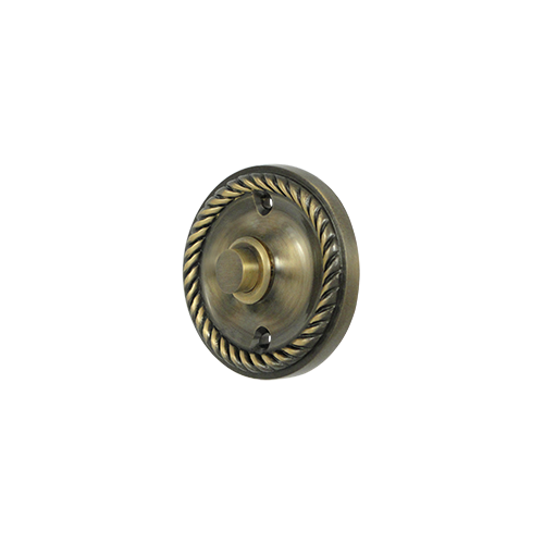 2-1/4" Diameter Round Contemporary Bell Button With Rope Antique Brass