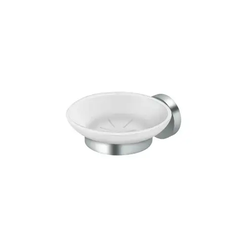 Deltana BBS2012-26 4-3/8" Diameter Sobe Series Frosted Glass Soap Dish With Mount Polished Chrome