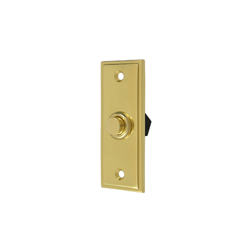 3-1/4" Height X 1-1/4" Width Contemporary Rectangular Bell Button Polished Brass