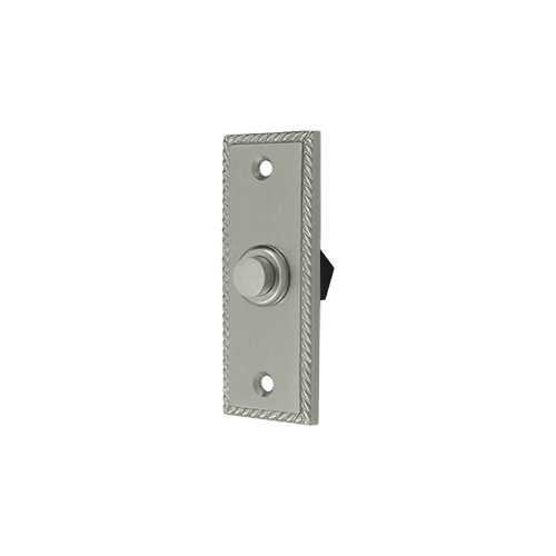 3-1/4" Height X 1-1/4" Width Contemporary Rectangular Bell Button With Rope Satin Nickel