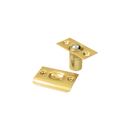 Deltana BC218CR003 2-1/8" Height X 1" Width Traditional Style Adjustable Ball Catch With Strike Plate Square Corners Lifetime Polished Brass