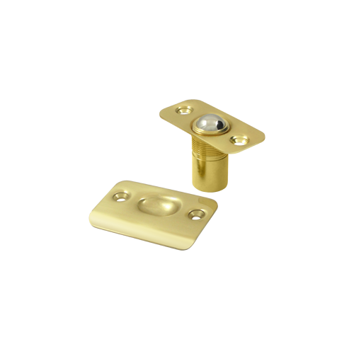 Deltana BC218RU3 2-1/8" Height X 1" Width Traditional Style Adjustable Ball Catch With Strike Plate Round Corners Polished Brass