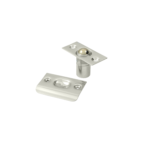 Deltana BC218U14 2-1/8" Height X 1" Width Traditional Style Adjustable Ball Catch With Strike Plate Square Corners Polished Nickel