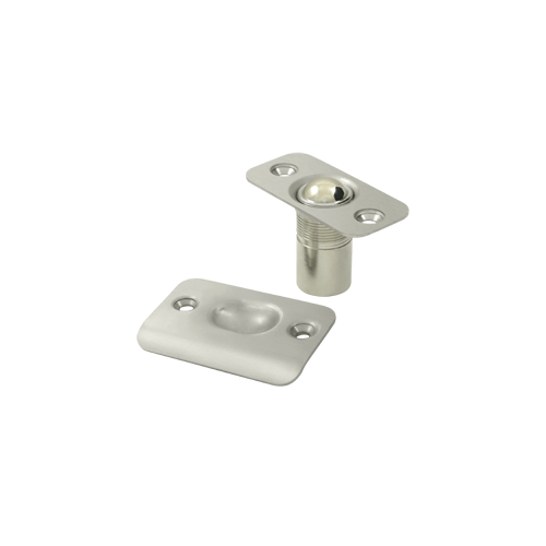 Deltana BC218RU15 2-1/8" Height X 1" Width Traditional Style Adjustable Ball Catch With Strike Plate Round Corners Satin Nickel