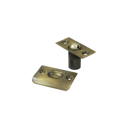 Deltana BC218U5 2-1/8" Height X 1" Width Traditional Style Adjustable Ball Catch With Strike Plate Square Corners Antique Brass