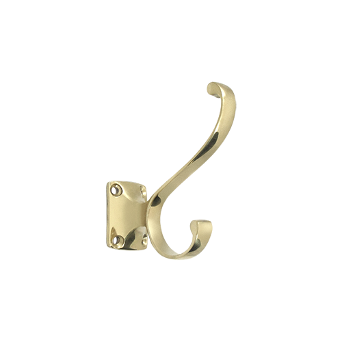 Deltana CAHH35U3-UNL 3-3/8" Height Heavy Duty Coat And Hat Hook Unlacquered Brass