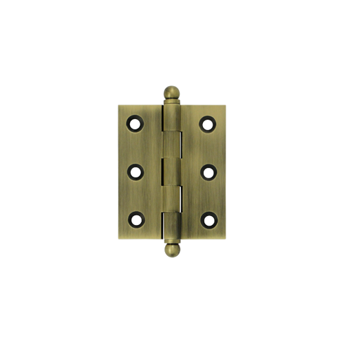 2-1/2" Height X 2" Width Full Inset Cabinet Butt Hinge With Ball Tip Antique Brass