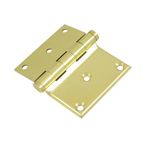 3" Height X 3-1/2" Width Square Corner Plain Bearing Half Surface Hinge Polished Brass