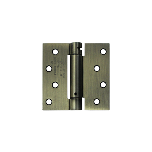 4" Height X 4" Width UL Listed Square Corner Mortise Spring Hinge Square Corner Antique Brass