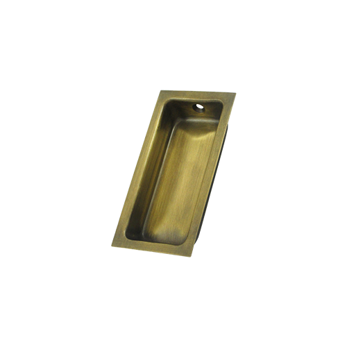 Flush Pull; Large; 3-5/8" x 1-3/4" x 1/2"; Antique Brass Finish