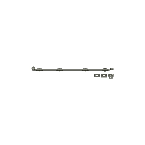 42" Length HD Surface Door Bolt With Offset Antique Nickel