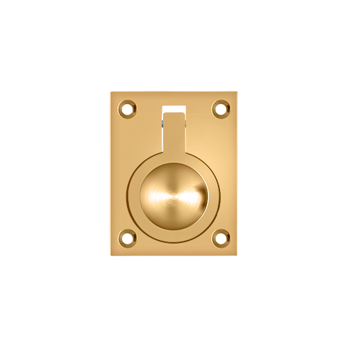 2-1/2" Height X 1-7/8" Width Flush Mount Square Ring Pulls Lifetime Polished Brass