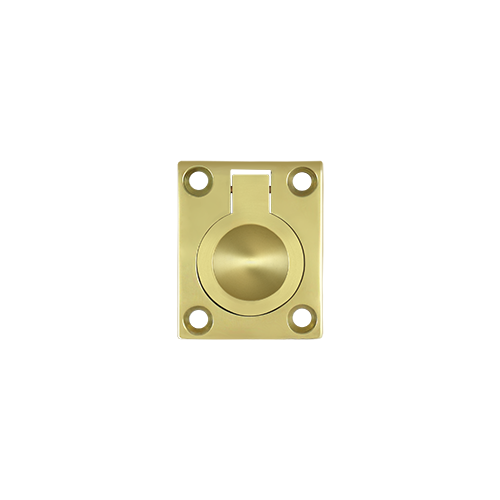 1-3/4" Height X 1-3/8" Width Flush Mount Square Ring Pulls Polished Brass