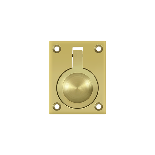 2-1/2" Height X 1-7/8" Width Flush Mount Square Ring Pulls Polished Brass