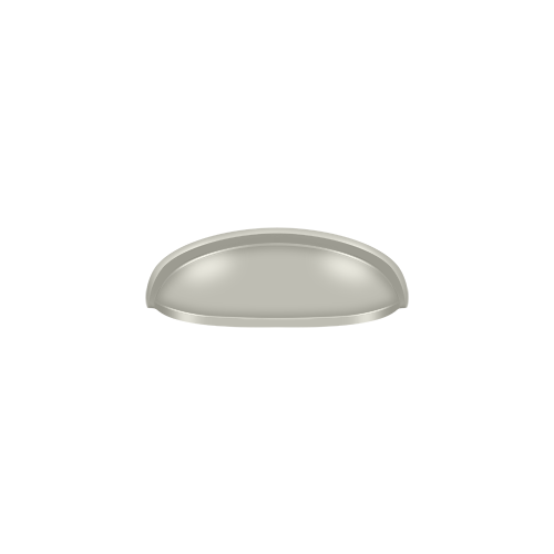 3" Center to Center Elongated Shell Cup Cabinet Pull Satin Nickel