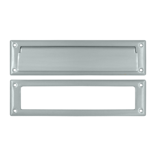 13-1/8" Length X 3-5/8" Height Door Mail Slot With Interior Frame Brushed Chrome