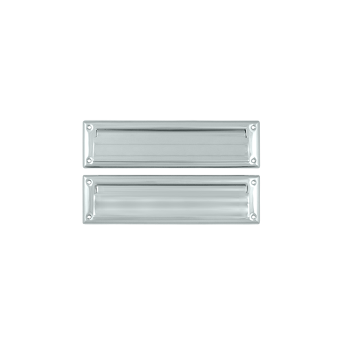 13-1/8" Length X 3-5/8" Height Door Mail Slot With Interior Flap Polished Chrome