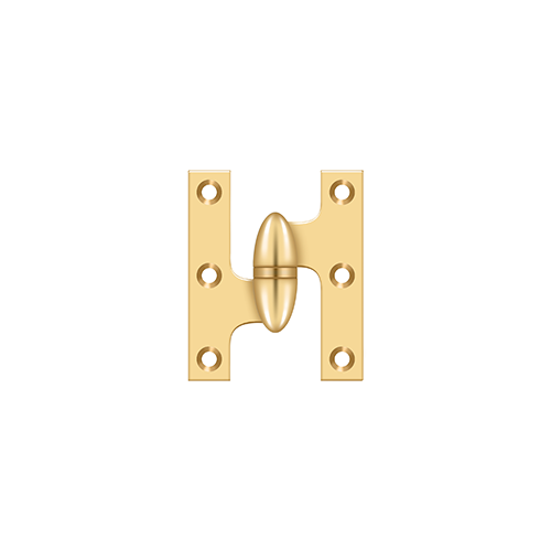 2-1/2" Height X 2" Width Olive Knuckle Door Hinge With Ball Bearing Left Hand Lifetime Polished Brass