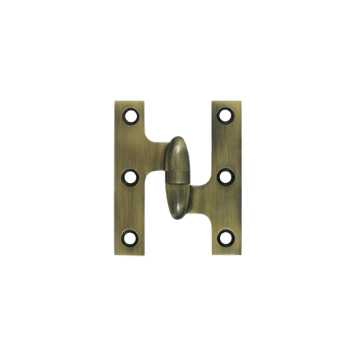 3" Height X 2-1/2" Width Olive Knuckle Door Hinge With Ball Bearing Right Hand Antique Brass