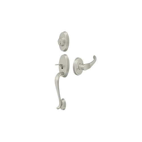 Port Royal Series Riversdale Single Cylinder Handleset With Chapelton Lever Entry Satin Nickel