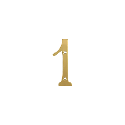4" Height Residential House Number Number 1 Lifetime Polished Brass