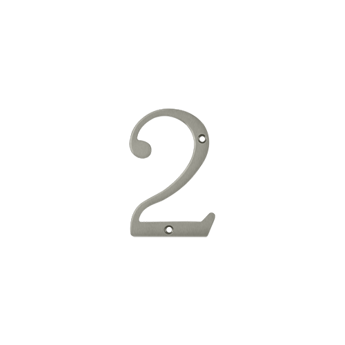 4" Height Residential House Number Number 2 Satin Nickel