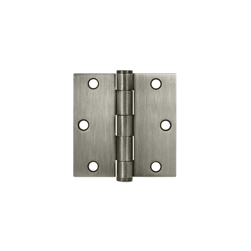 3-1/2" Height X 3-1/2" Width Plain Bearing HD Mortise Commercial Hinge Square Corner Antique Nickel