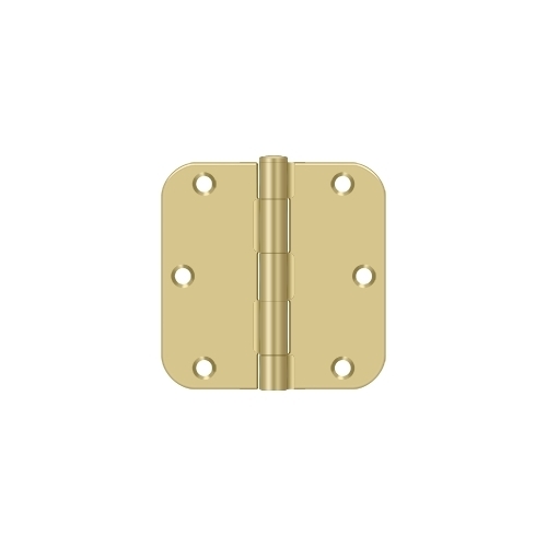 3-1/2" Height x 5/8" Radius Plain Bearing Mortise Door Hinge Radius Corner Bright Brass / Satin Brass Bulk Pack