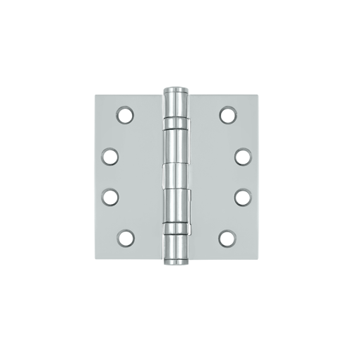 4" Height X 4" Width Commercial Ball Bearing Mortise Hinge Square Corner Polished Chrome Pair