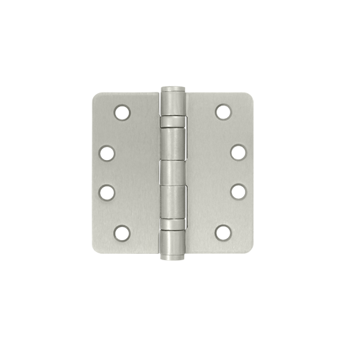 4" Height X 1/4" Radius Commercial Ball Bearing Mortise Hinge Radius Corner Satin Nickel Pair