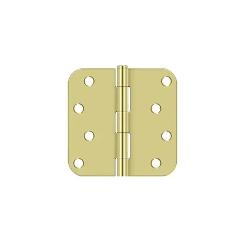 4" Height X 5/8" Radius Plain Bearing Mortise Door Hinge Radius Corner Polished Brass Bulk Pac - 2 per pack x50 packs