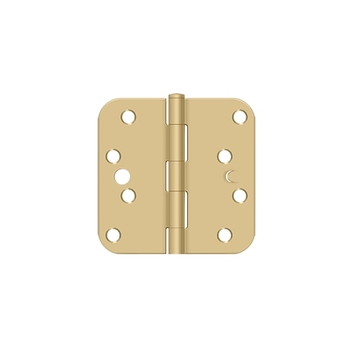 4" Height X 5/8" Radius Plain Bearing Mortise Door Hinge Radius Corner W/Security Satin Brass Bulk Pac - 2 per pack x50 packs