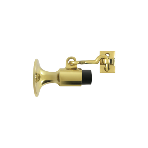 3-5/8" Length Wall Mount Door Bumper With Hook Polished Brass