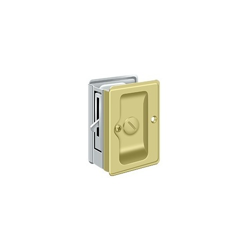 Heavy Duty Pocket Lock; Adjustable; 3-1/4" x 2 1/4" Privacy; Bright Brass By Bright Chrome Finish