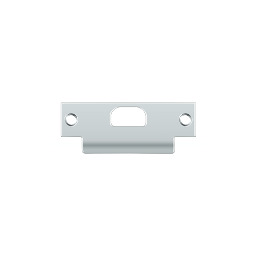 4-1/8" Center To Center ANSI Curved Lip T-Strike Plate With Latch Hole Chrome