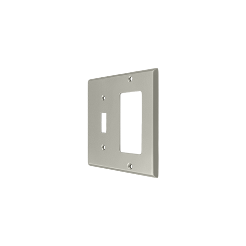 Switch Plate Cover 1 Toggle & 1 Rocker Brushed Nickel