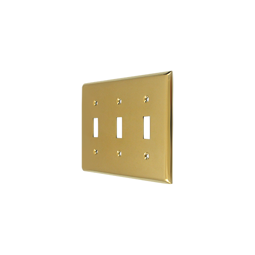 Switch Plate Cover 3 Toggle Lifetime Polished Brass