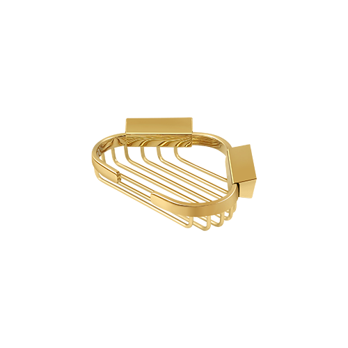 6" Length X 5" Width Triangular Corner Wire Shower Basket Lifetime Polished Brass