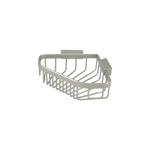 6" Length Pentagon Wire Corner Shower Basket Satin Nickel