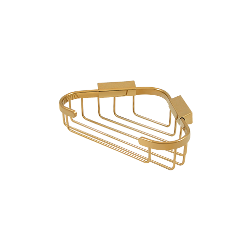 8-3/4" Length X 6-7/8" Width Triangular Corner Wire Basket Lifetime Polished Brass