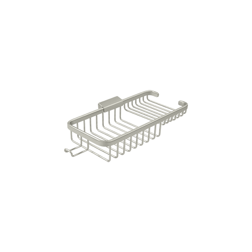 10-3/8" Length Rectangular Bathroom Wire Shower Basket Deep & Shallow W/Hook Satin Nickel