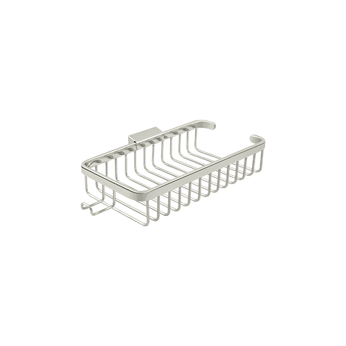 10-3/8" Length Rectangular Bathroom Wire Shower Basket Shallow W/Hook Polished Nickel